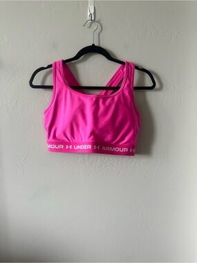 Under Armour Bright Pink Women's Performance Sports Bra with Branded Band